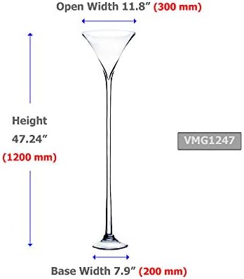 WGV Large Martini Glass Vase, Open 12", Height 47", Base 8", (Multiple Sizes Choices) Clear Wine Fruit Planter Floral Container, Wedding Centerpieces, Event Home Decor, 1 Piece (VMG1247) - Image 2