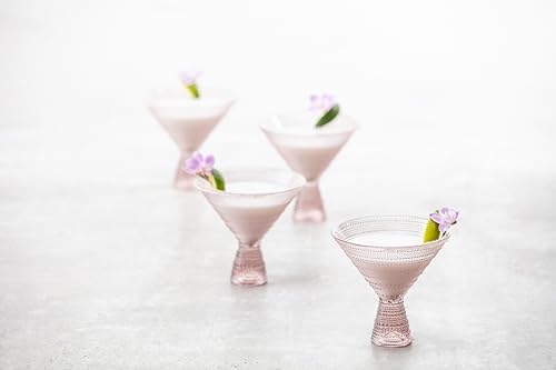 Fortessa Jupiter Beaded Hobnail Glass, 11.5 Ounce Martini (Set of 4), Pink - Image 2