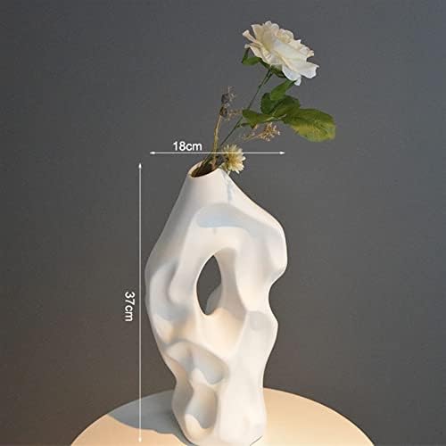 Decorative Vase Floor Vase Decoration Tall Ceramic Vase Modern Home Decors Twisted High Flower Vase for Shelf Home Decor Living Room Ceramic Vase Glass Vase Hydroponic Flower Vase ( Color : Type C Whi - Image 2