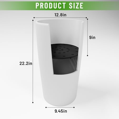 SnugNiture Set of 2 Round Tall Planters 22 Inch, Large Planter for Indoor Outdoor Plants, Modern Flower Pot Containers Large Decorative Tree Planter, White - Image 2