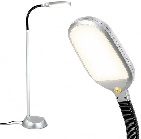 Brightech Litespan Titanium Silver LED Floor Reading Lamp, Energy Efficient, Adjustable Standing, 850-950 Lumens, 12W, 3-Year Warranty by Brightech