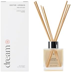 Doctor Aromas Premium Reed Diffuser Glass Jar Set – Elegant Home Fragrance with Cardamom, Sandalwood & Orris, Long-Lasting Scent for Home, Room or Bathroom (Over 90 Days) (Pack of 1, Dream) by DOCTORAROMAS