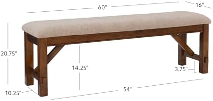 Powell Company Kraven Dining Bench, Hazelnut 60"L x 16"W x 20.25"H - Image 3