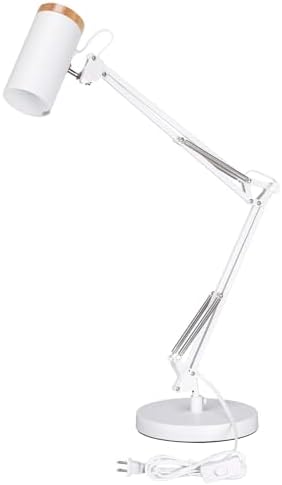 TORCHSTAR Tall Swing Arm Desk Lamp with Wooden Accent, Large Size, White by TORCHSTAR
