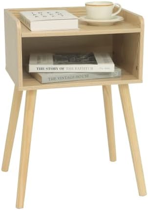 MaxSmeo Nightstand, Mid Century Side Table Bedroom with Storage by MaxSmeo