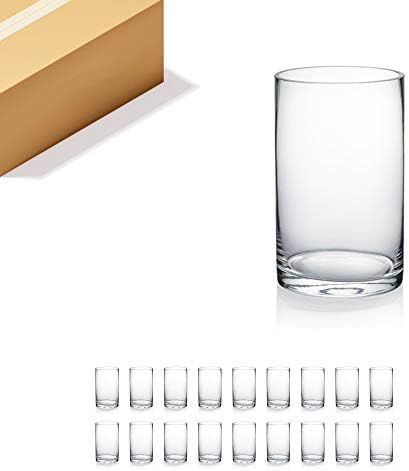 WGVI Quality Thick Clear Cylinder Glass Vase, 3" W x 5" H, Floral Container, Glass Candle Holder, Flower Vases, Wedding Centerpiece, Table Top Home Décor Accent, in Bulk Wholesale, 18 Pieces by WGVInternational-OpusGlassware
