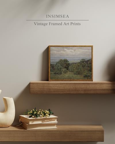 InSimSea Framed Canvas Wall Art, Vintage Landscape Art for Living Room Hallway Shelf, 10x8in, Impressionist Mountain Painting, Rustic Farmhouse Cozy Mid Century Small Nature Decor - Image 2