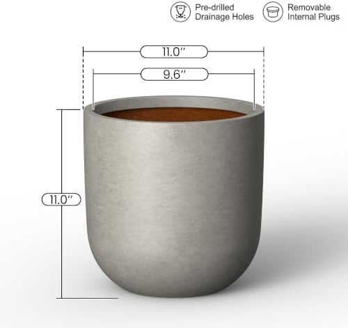 Kante Weathered Concrete Planter 11" Dia All-Weather Round Small Pot - Image 6