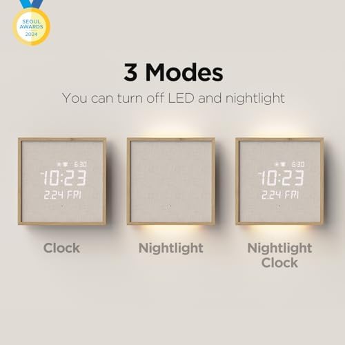 mooas Wooden Frame LED Silent Wall Clock (Wooden Frame Light Brown) - Image 3
