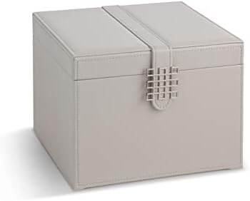 Glenor Co Earring Organizer Holder - 75 Small & 4 Large Slots Classic Jewelry Box with Drawer & Modern Closure, Mirror, 4 Trays Earrings, Ring or Chain Storage - PU Leather Case - Grey - Image 2