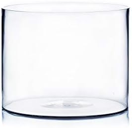 WGV Cylinder Vase, Width 10", Height 8", Clear Wide Large Diameter Flower Glassware, Floral Container, Planter Terrarium for Wedding Party Event, Home Accent Decor, 1 Piece by WGVInternational-OpusGlassware