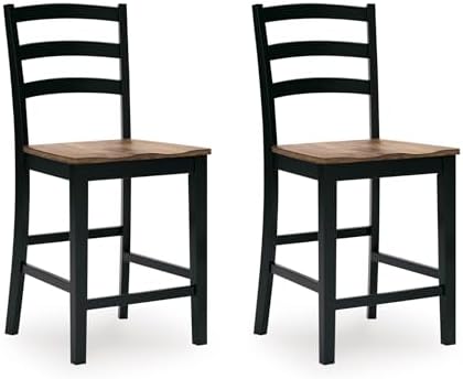 Signature Design by Ashley Counter Height Barstool, Set of 2, Brown/Black by Unknown