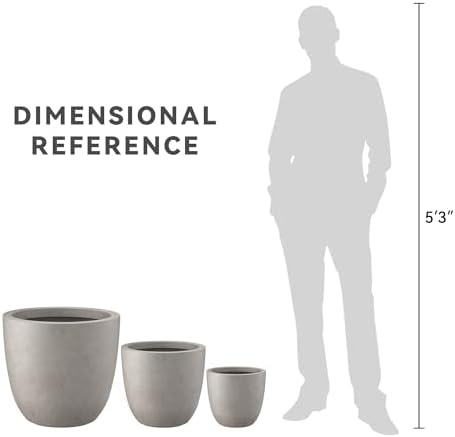 Kante Set of 3 Weathered Concrete Bowl Round Planters for Modern Home - Image 6