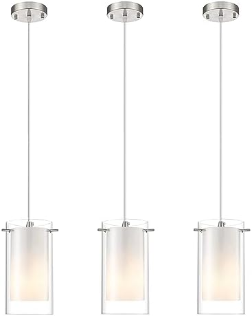AKEZON 3 Pack Pendant Lights Kitchen Island, Adjust Height, Brushed Nickel by AKEZON