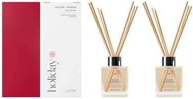 Doctor Aromas Premium Reed Diffuser Diffuser Glass Jar Set Elegant Scent for Home, Room or Bathroom and Fresh Air Scent Lasting Home Fragrance Over 90 Days (Pack of 2, Holiday) by DOCTORAROMAS