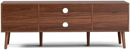 LCRBOL TV Stand with Fluted Doors for TVs up to 65", Mid-Century, Walnut - Image 7