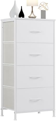 DUMOS Nightstand, Bedside Table with 4 Fabric Drawers by DumosLifestyle