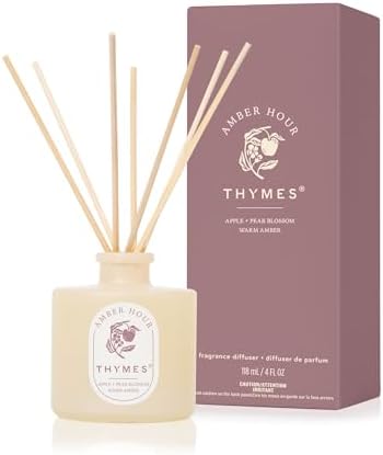 Thymes Petite Oil Reed Diffuser Set – Includes Reeds, Fragrance Oil & Glass Bottle – Luxury Scent Diffusers for Home Decor (Amber Hour, 4 fl oz) by Unknown