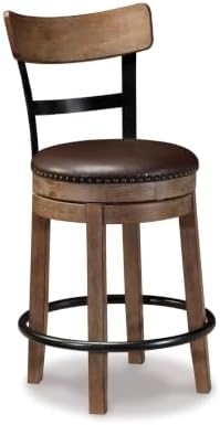 Signature Design by Ashley Pinnadel Counter Height Swivel Bar Stool, Brown by Unknown
