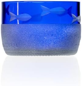 Rolf Glass School of Fish Twice Around Blue Pitcher and Mini Sipper | 13oz Recycled Glass Pitcher & 2” Mini Sipper | Tequila Tasting | Made From Recycled Bottles | Engraved in USA | 2pc + Gift Box Set - Image 5