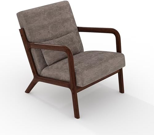 Garvee Mid Century Accent Chair, Upholstered Armchair with Lumbar Pillow by Garvee
