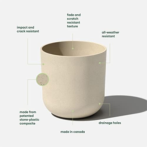 Veradek Round Lima Plastic Planter Pots for Indoor/Outdoor Garden Use, Sand Color, 5 Year Warranty - Image 2
