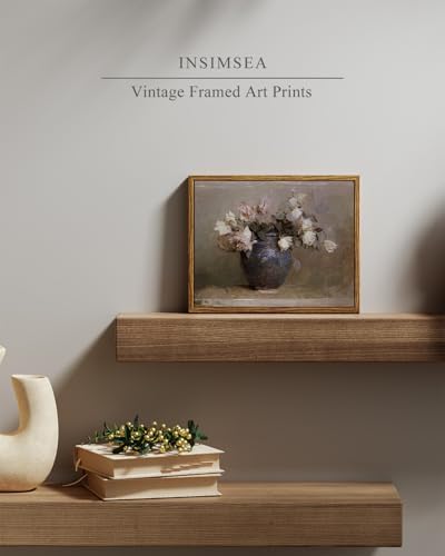 InSimSea Framed Canvas Print , Roses in Vase Classical Oil Paintings for Wall Decorations Canvas wall art for Bedroom Living Room Bathroom Decor ,Farmhouse Decor 8x10in - Image 2