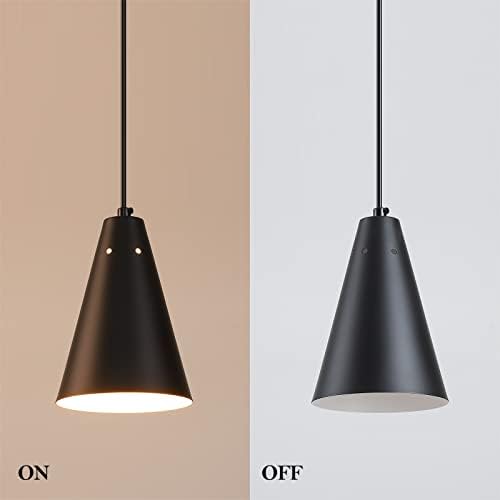 Black Plug In Pendant Light,Hanging Lights With Plug In Cord On/Off Switch, Mini Pendant Lights for Kitchen Island,Modern Farmhouse Pendant Light Fixture with Metal Shade,Hanging Lamps for Bedroom - Image 7