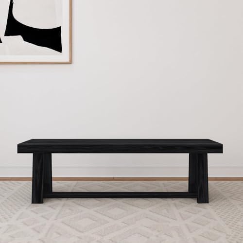 Plank+Beam Classic Dining Bench, 60 Inch, Black Wirebrush - Image 3