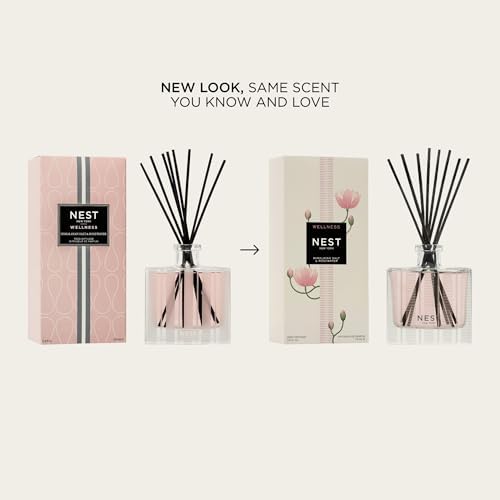NEST New York Reed Diffuser, Himalayan Salt & Rosewater - The Wellness Collection - 5.9 fl oz - Fragrance for Up to 90 Days - Reusable, Refillable Glass Holder - Includes 8 All-Natural Reed Sticks - Image 2