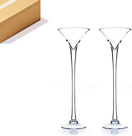 WGV Martini Glass Vase Bulk, Open 8", Height 23.6", Base 6", (Multiple Sizes Choices) Clear Wine Fruit Planter Floral Container, Wedding Centerpieces, Event Home Decor, 2 Pieces (VMG0823) by WGVInternational-OpusGlassware
