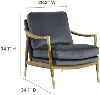 Modway Langford Stain-Resistant Performance Velvet Armchair – Mid Century Modern Velvet Chair with Wood Frame – Upholstered Accent Chair for Living Room or Bedroom - Image 3