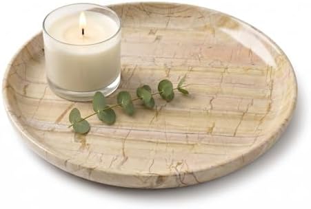 YKAJO Golden Horizon Round Marble Tray, 10" Deep Catchall Vanity Organizer by YKAJO