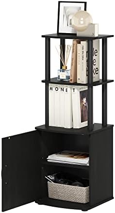 Furinno Turn-N-Tube Tall TV Entertainment Side Table Display Rack with Storage Cabinet, 2-Tier, Blackwood/Black by Furinno-FitsYourSpaceFitsYourBudget