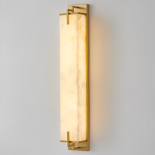 Modern Marble Wall Sconce Natural Alabaster Sconce, 31.5in Gold by YMDHFS