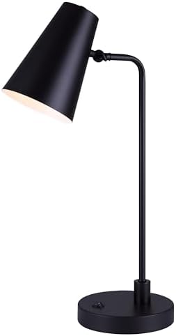 Canarm ORLI 1 Light Table Lamp Matte Black Finish Modern Minimalist Design On/Off Switch on Socket for Desk Bedroom or Living Room by CANARM+LTD.