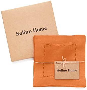 Solino Home 100% Pure Linen Cocktail Napkins Pumpkin, 6 x 6 in, Set of 12 - Image 4