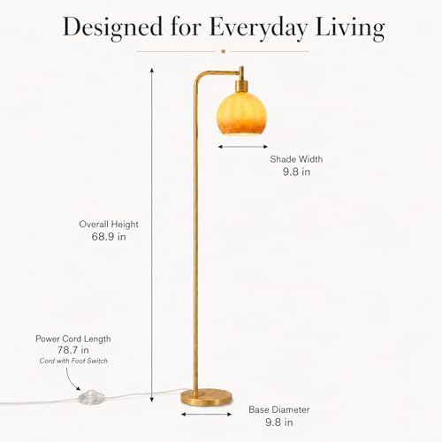 67" Soft Glow Art Deco Glass Floor Lamp Includes E26 Bulb - Image 3