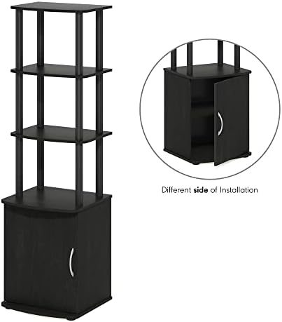 Furinno Turn-N-Tube Tall TV Entertainment Side Table Display Rack with Storage Cabinet, 3-Tier, Blackwood/Black - Image 6
