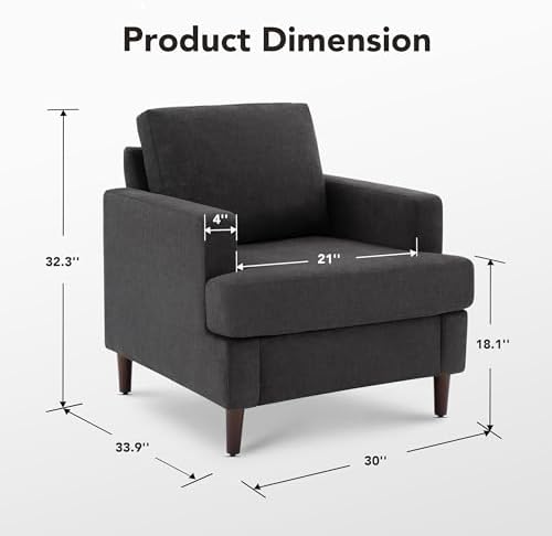 Weture Mid-Century Accent Chair, Dark Grey Armchair Living Room Chairs - Image 2