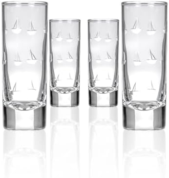 Rolf Glass Sailing Shot Glass | 2.5oz Engraved Glass Cordial | Nautical Sailboat Design | Lead-Free and Diamond-Wheel-Engraved | Made in the USA | Set of 4 by RolfGlass