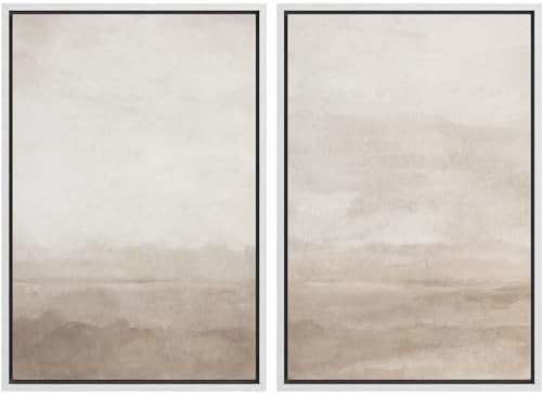 SIGNWIN Framed Canvas Print Wall Art Abstract Wave Pattern Modern Art Minimalist Neutral Decor for Living Room, Bedroom, Office - 24"" x36 x2 White by SIGNWIN