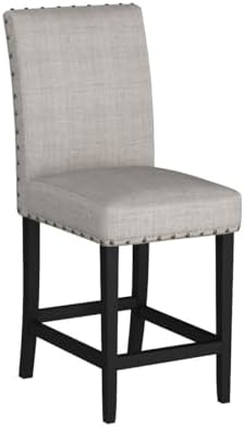 Biony Tan Fabric Counter Height Stools with Nailhead Trim, Set of 2 - Image 5
