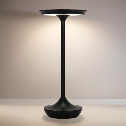Rechargeable Cordless Table Lamp,Portable Outdoor Battery Operated LED Table Light Touch Control 3 Color Dimmable for Bedroom, Patio, Cofee,Dining Home,Restaurant&Living Room-Black by XIHCordlessTableLamp