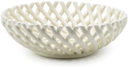 Ceramic Fruit Bowl Basket Bowl for Kitchen 10 Inches Handmade Ceramic Decorative Bowls Fruit Basket for Fruit, Vegetables,Gift,Table Countertop,Home (White) by Unknown