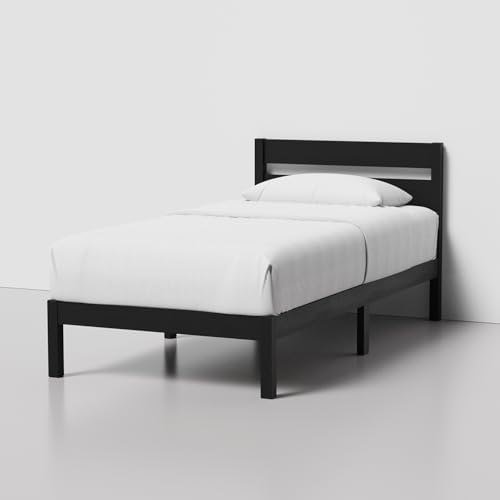 LIFEMENT Twin Bed Frame with Headboard Classic Wood Platform, Noise Free, Under Bed Storage, No Box Spring Needed, Easy Assembly, Black - Image 4