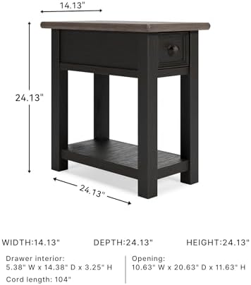 Signature Design by Ashley Narrow Chairside End Table with Charging Station - Image 3