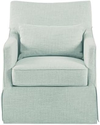 Martha Stewart 360° Mint Swivel Chair, Modern Classic Skirted Armchair with Soft Removable Seat Cushions and Lumbar Pillow, Rust Resistant Metal Swivel Base, for Living Room, Bedroom - Image 6