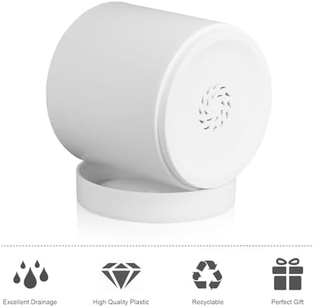 Meowell 6/5/4 inch Flower Pots, Pack of 3 Cylinder Plant Pots for Small Indoor Outdoor Plants, Plastic Planters with Drainage Holes and Saucers for Garden Succulent Nursery House Plants, White - Image 3