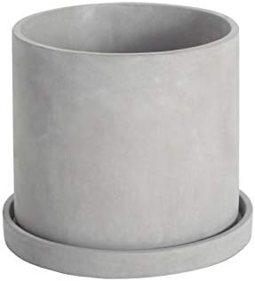 Ekirlin 9 Inch Flower Plant Pot Indoor - Grey Cement Garden Planter Concrete Planter with Drain Hole Saucer, Modern Succulents Containers for Home Decor, Office & Outdoor by Ekirlin